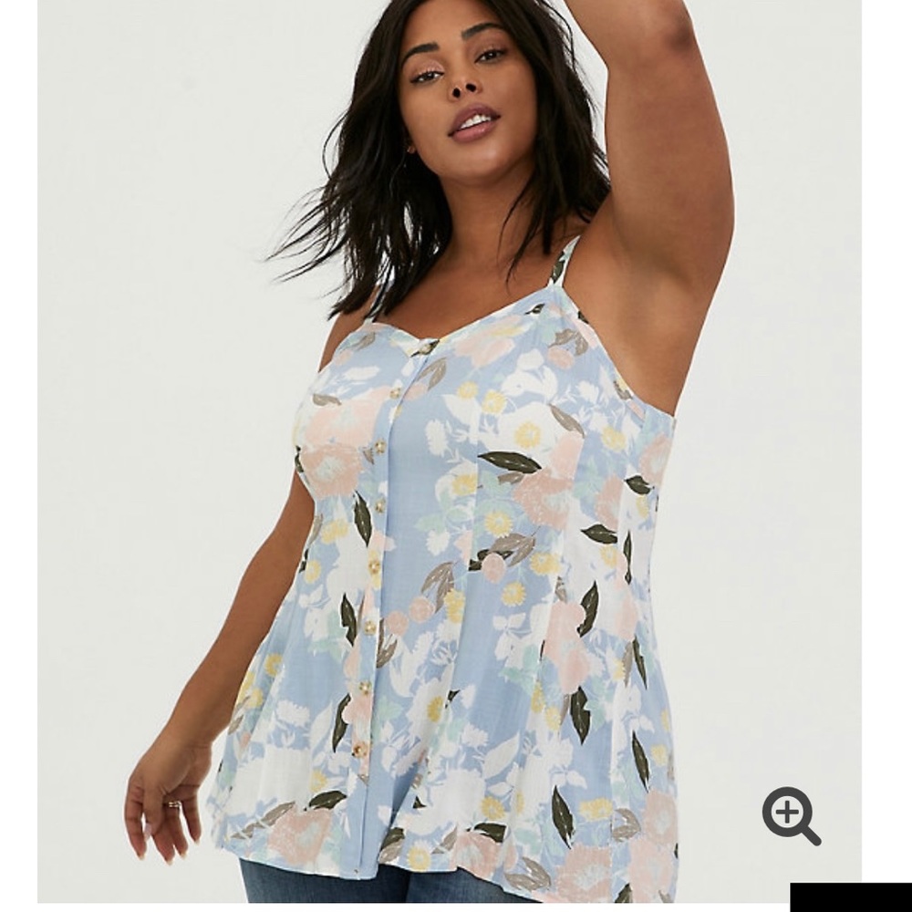 Torrid Blue Floral Stretch Fit and Flare Cami